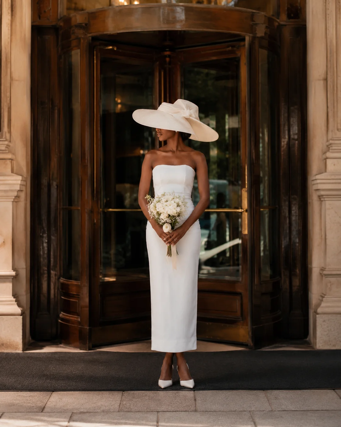 Bride in elegant white dress